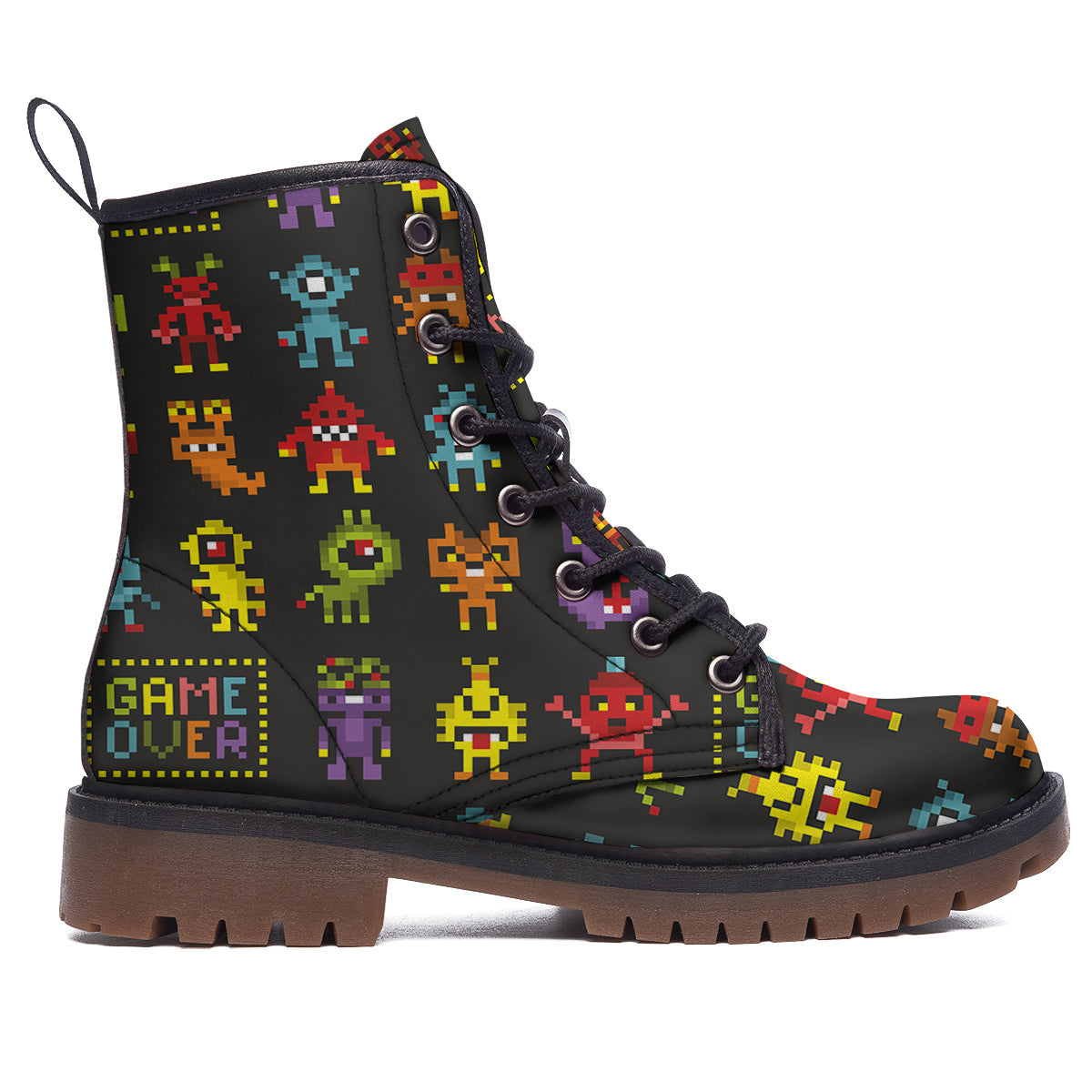 Game Monsters 8-Bit Video Print Pattern Work Boots-grizzshop
