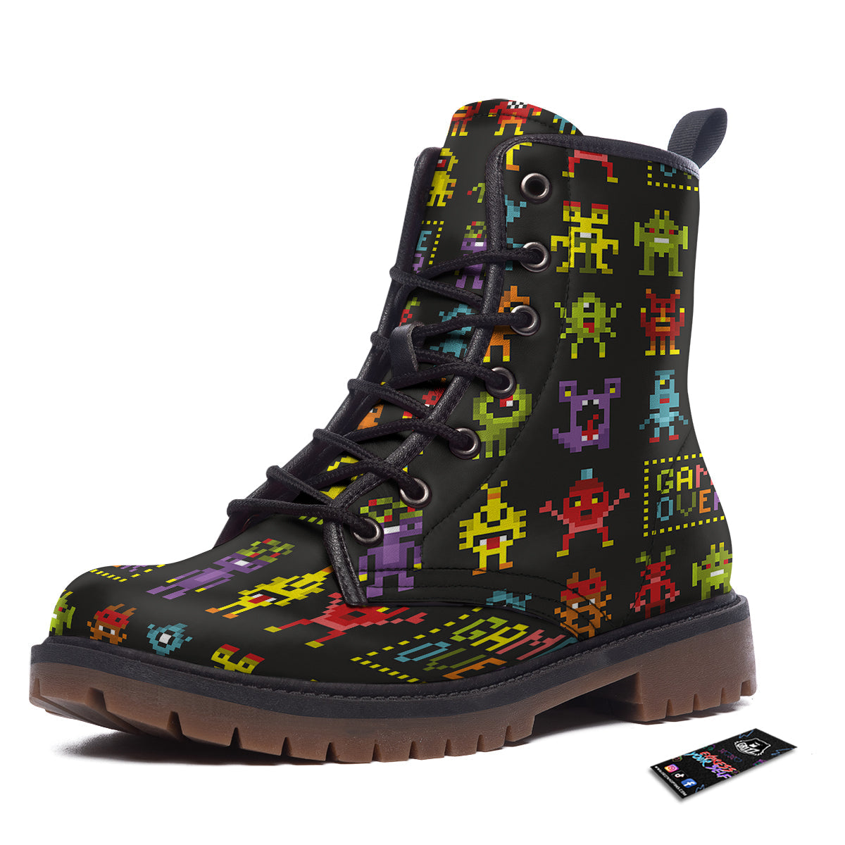 Game Monsters 8-Bit Video Print Pattern Work Boots-grizzshop