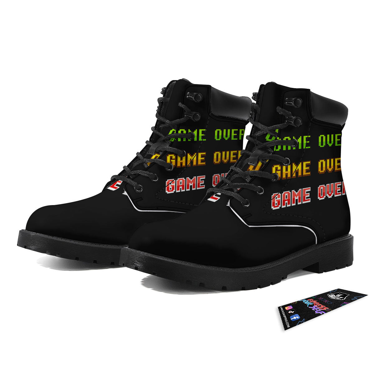 Game Over 8-Bit Print Boots-grizzshop