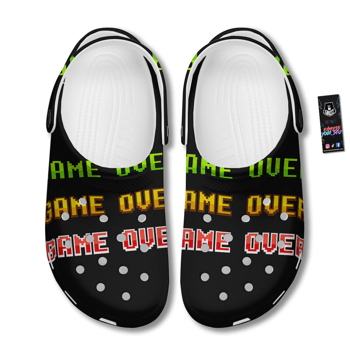 Game Over 8-Bit Print Clog-grizzshop