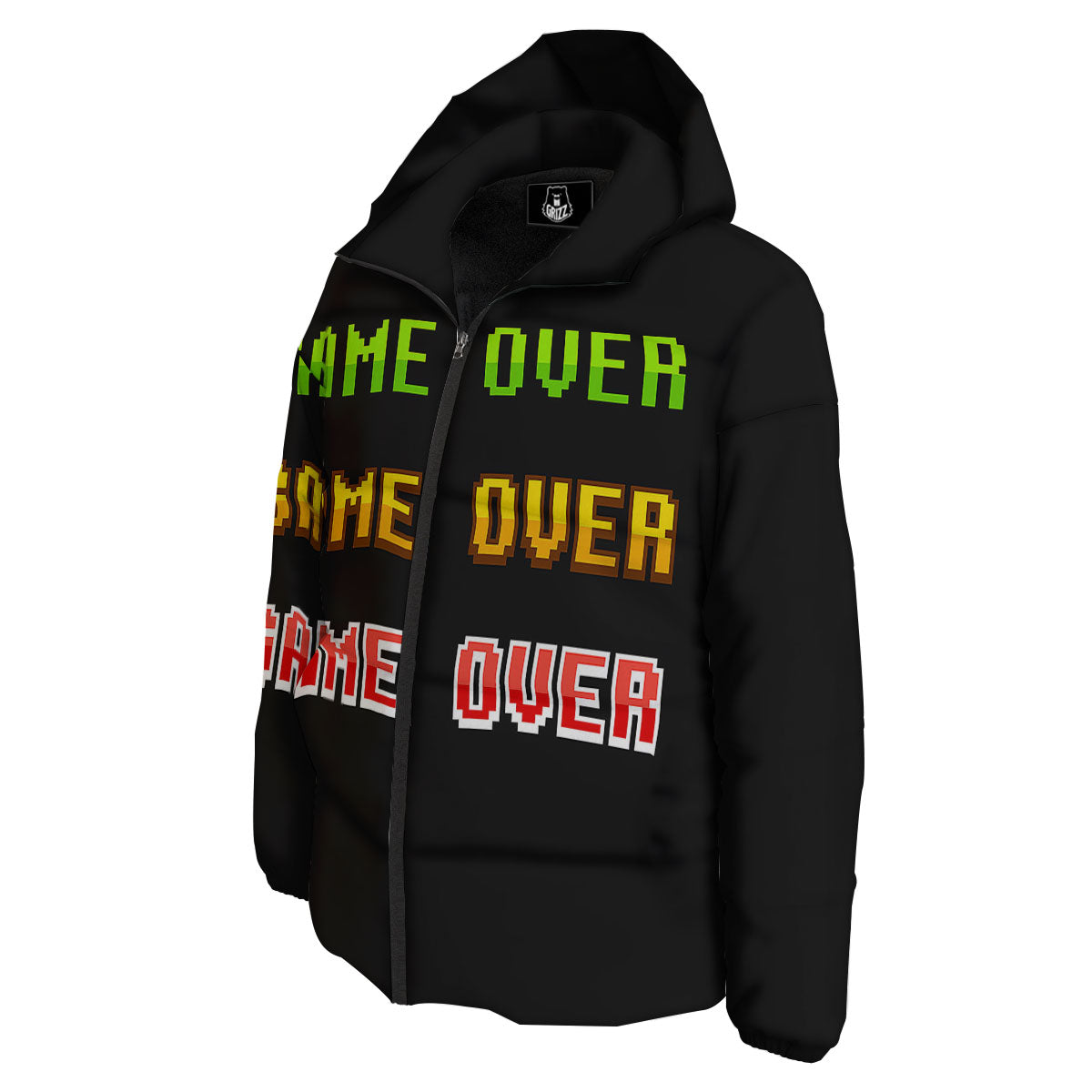 Game Over 8-Bit Print Down Jacket-grizzshop