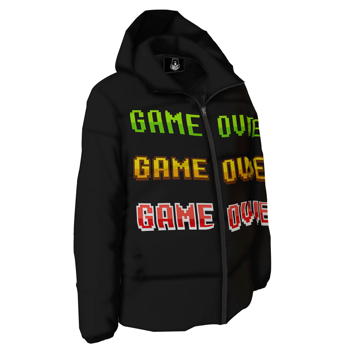 Game Over 8-Bit Print Down Jacket-grizzshop
