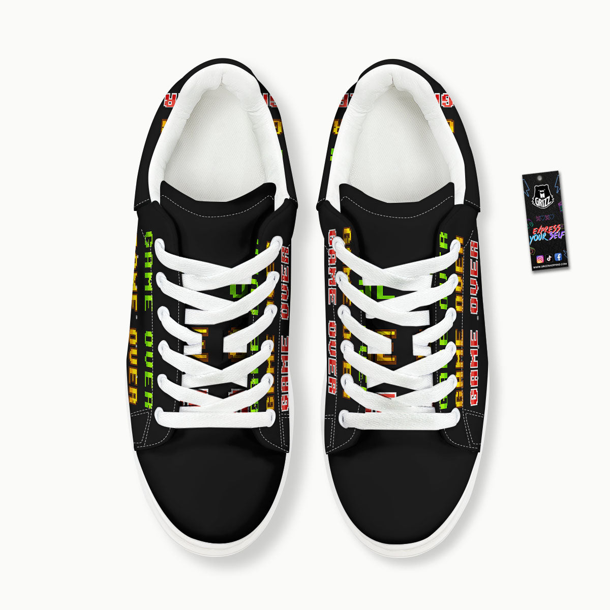 Game Over 8-Bit Print Platform Shoes-grizzshop