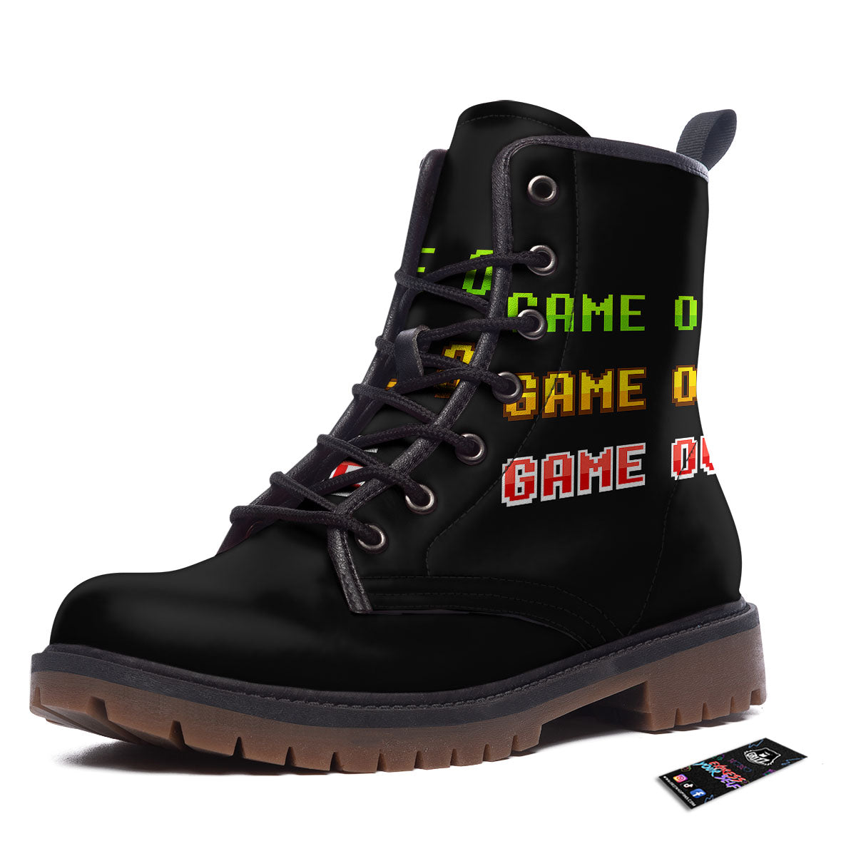Game Over 8-Bit Print Work Boots-grizzshop