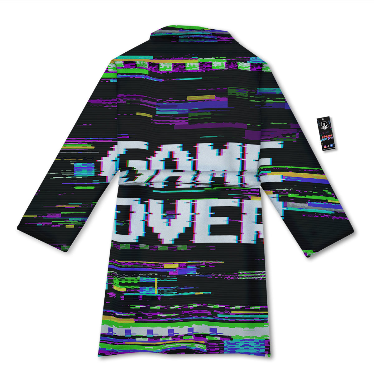 Game Over Text Glitch Effect Print Bathrobe-grizzshop