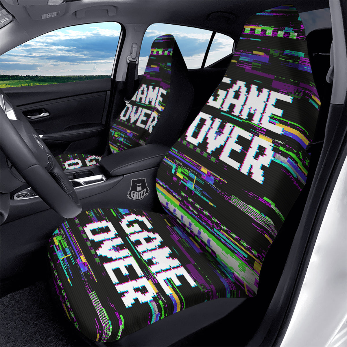 Game Over Text Glitch Effect Print Car Seat Covers-grizzshop