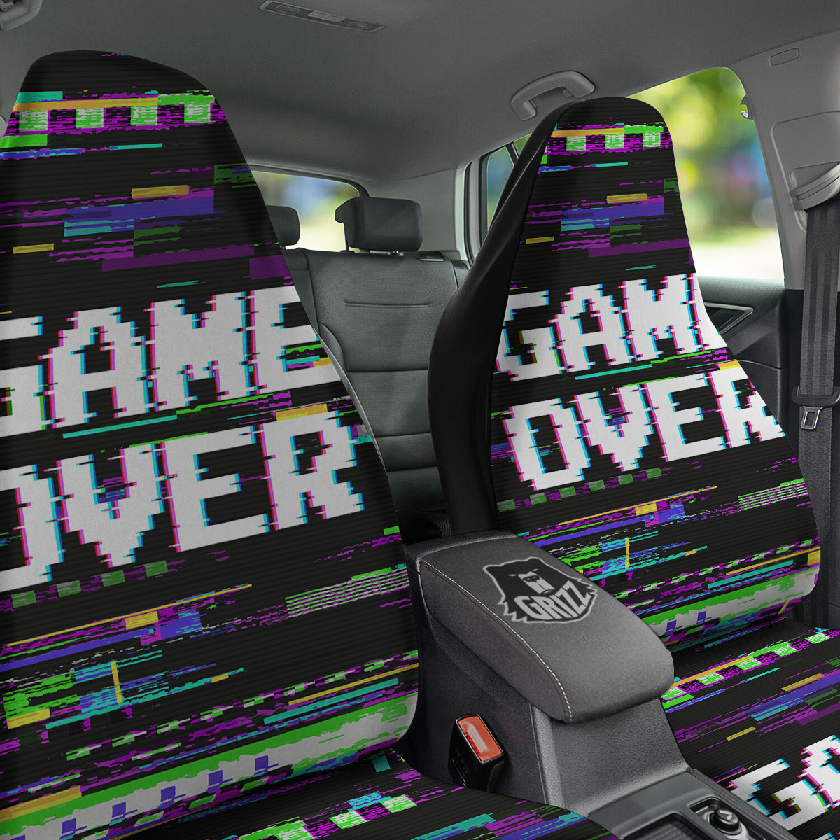 Game Over Text Glitch Effect Print Car Seat Covers-grizzshop