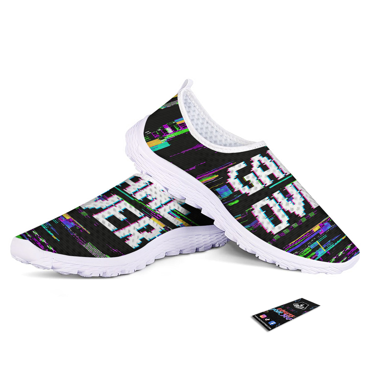 Game Over Text Glitch Effect Print Nurse Shoes-grizzshop