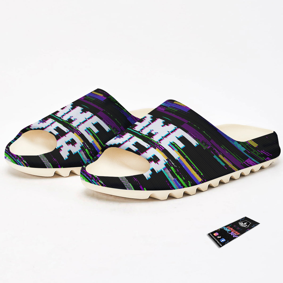 Game Over Text Glitch Effect Print Sandals-grizzshop