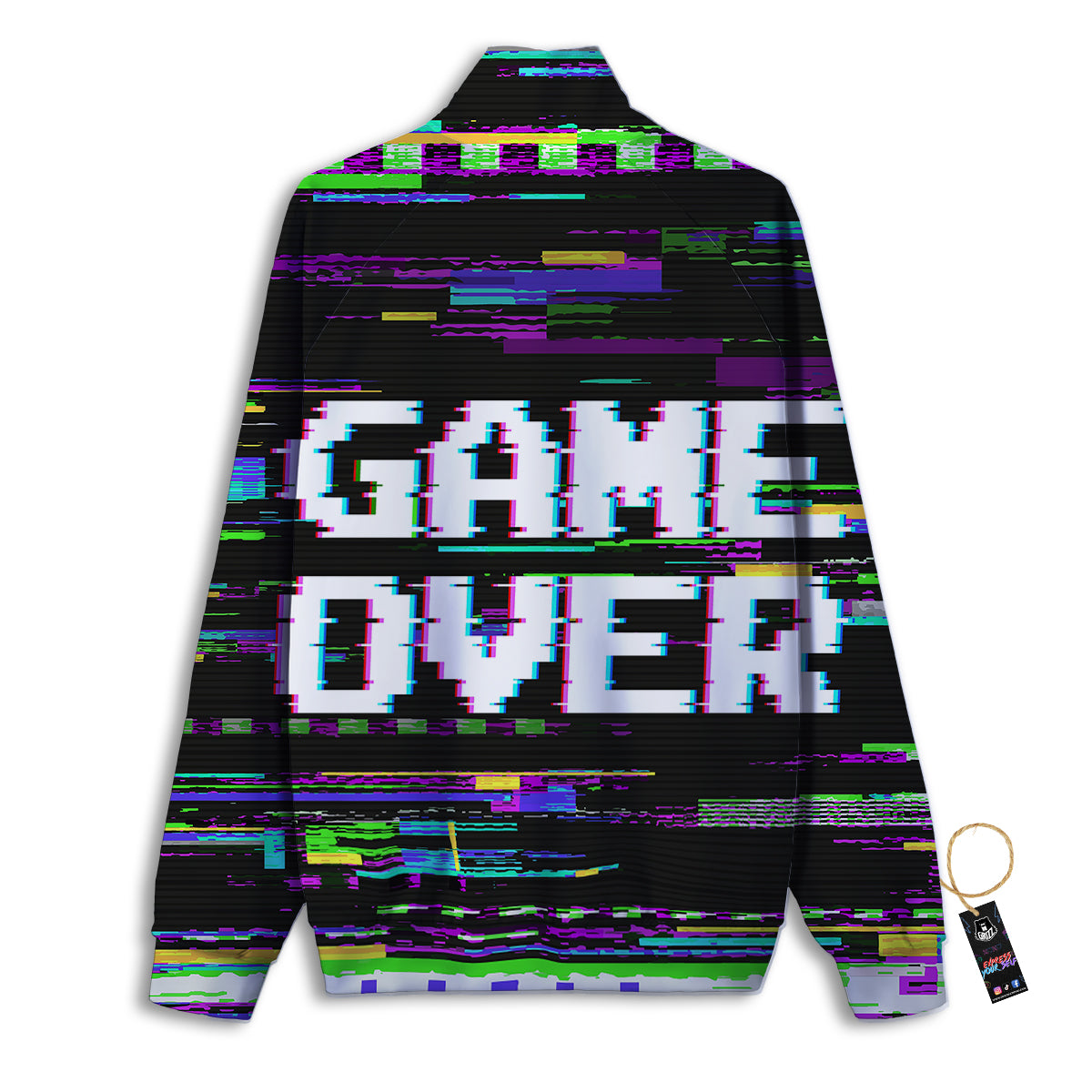 Game Over Text Glitch Effect Print Track Jacket-grizzshop