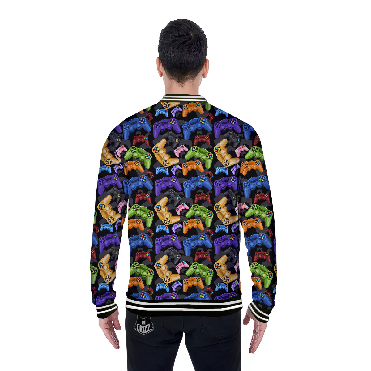 Game Pads Colorful Print Pattern Baseball Jacket-grizzshop