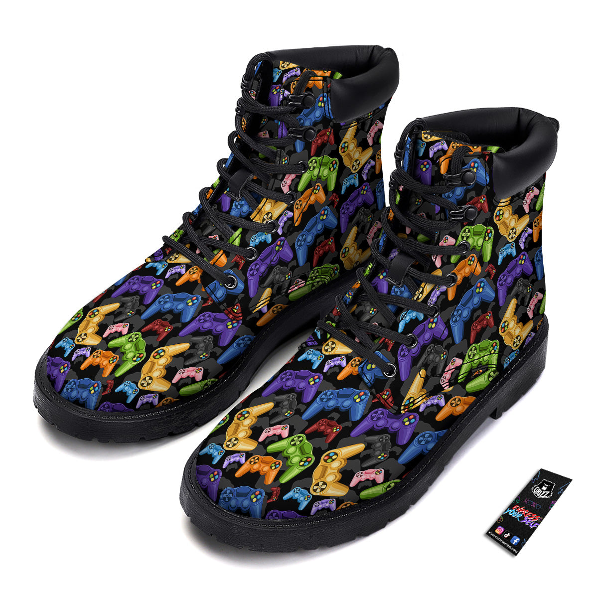 Game Pads Colorful Print Pattern Boots-grizzshop