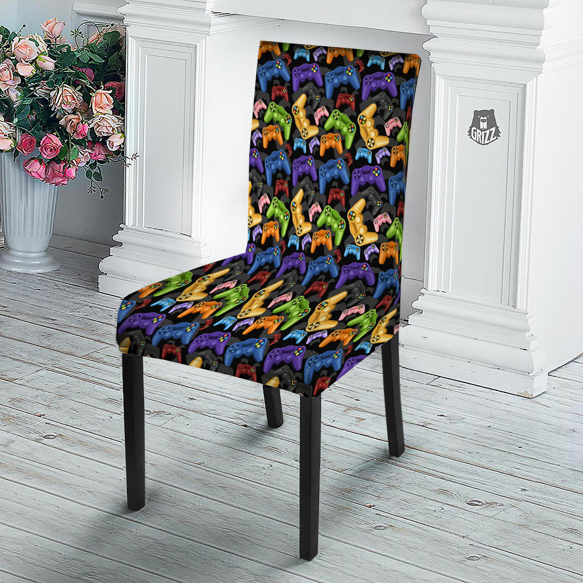 Game Pads Colorful Print Pattern Dining Chair Slipcover-grizzshop