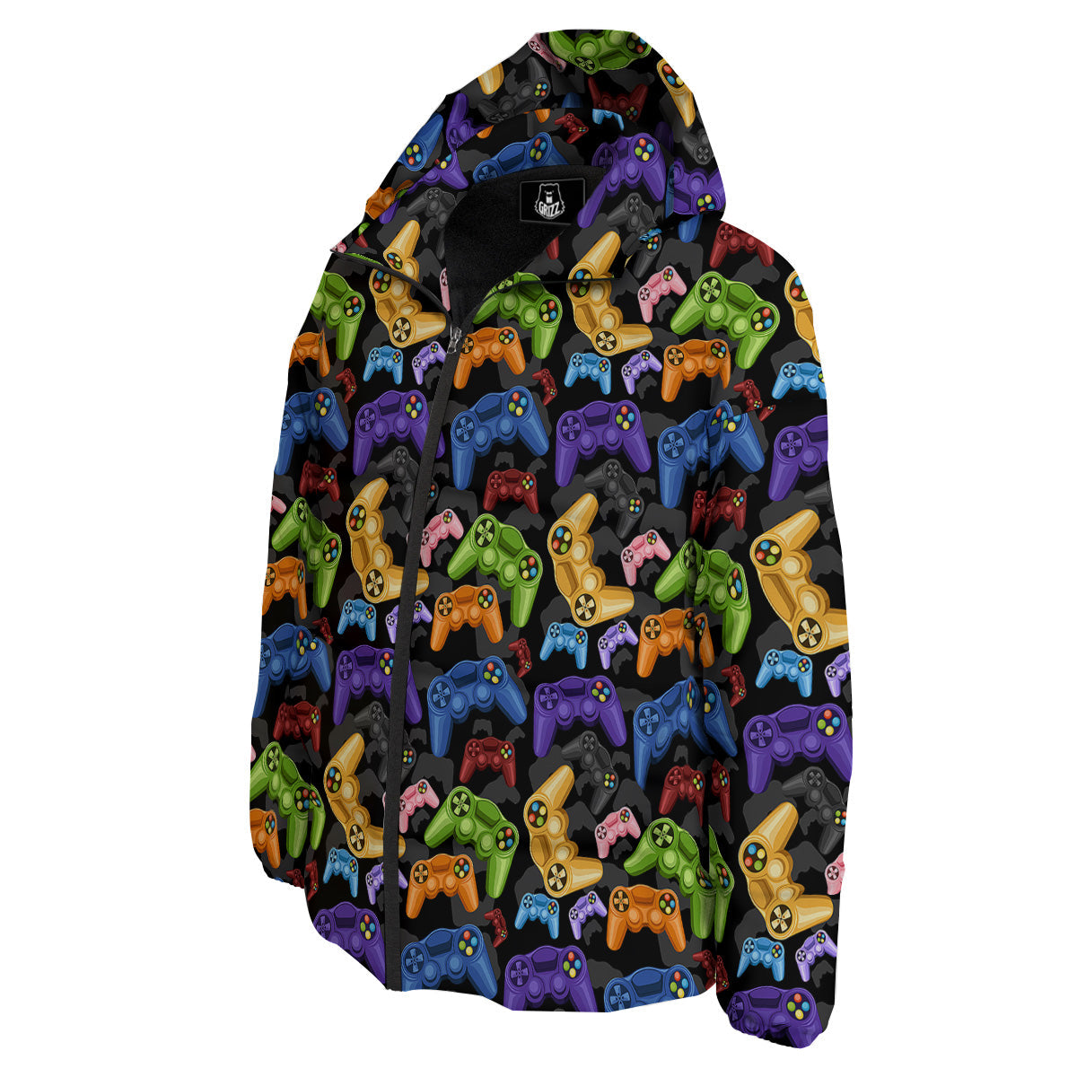 Game Pads Colorful Print Pattern Down Jacket-grizzshop