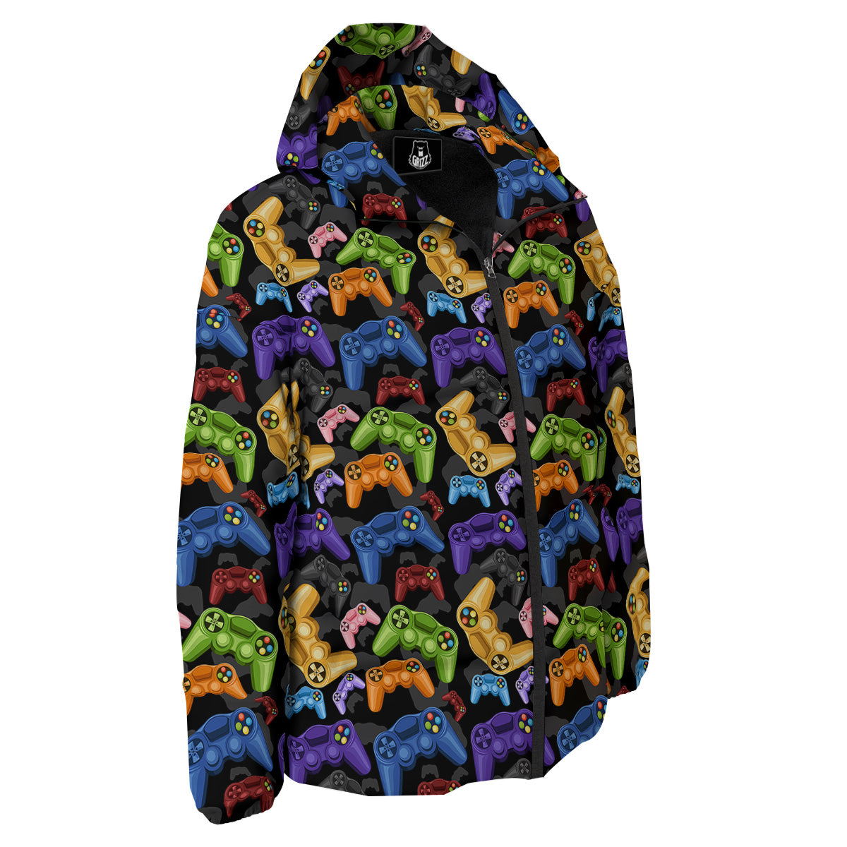 Game Pads Colorful Print Pattern Down Jacket-grizzshop
