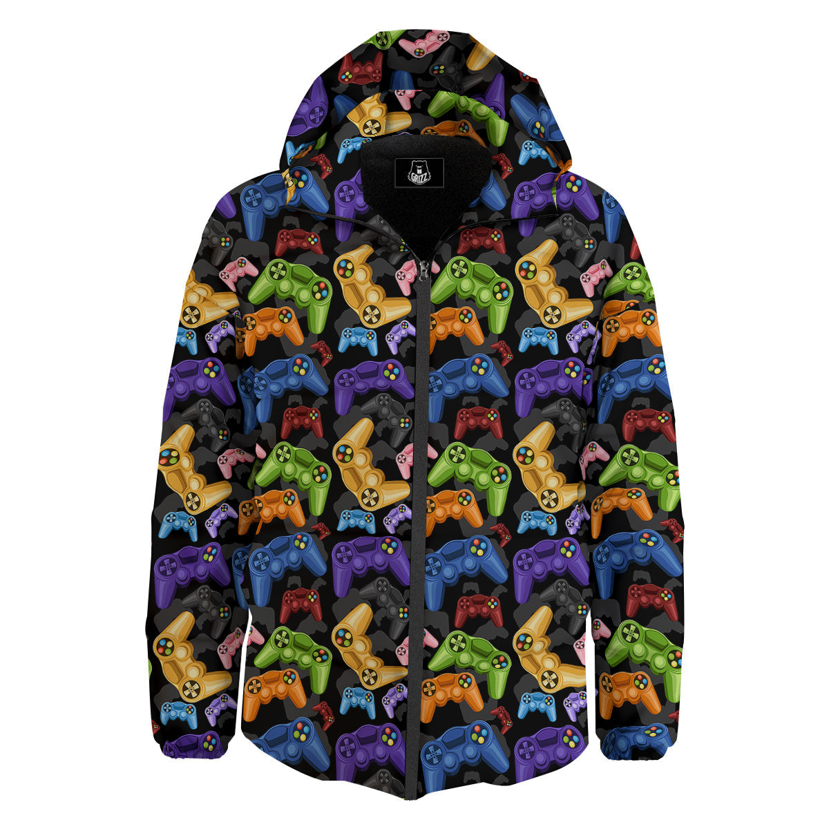 Game Pads Colorful Print Pattern Down Jacket-grizzshop
