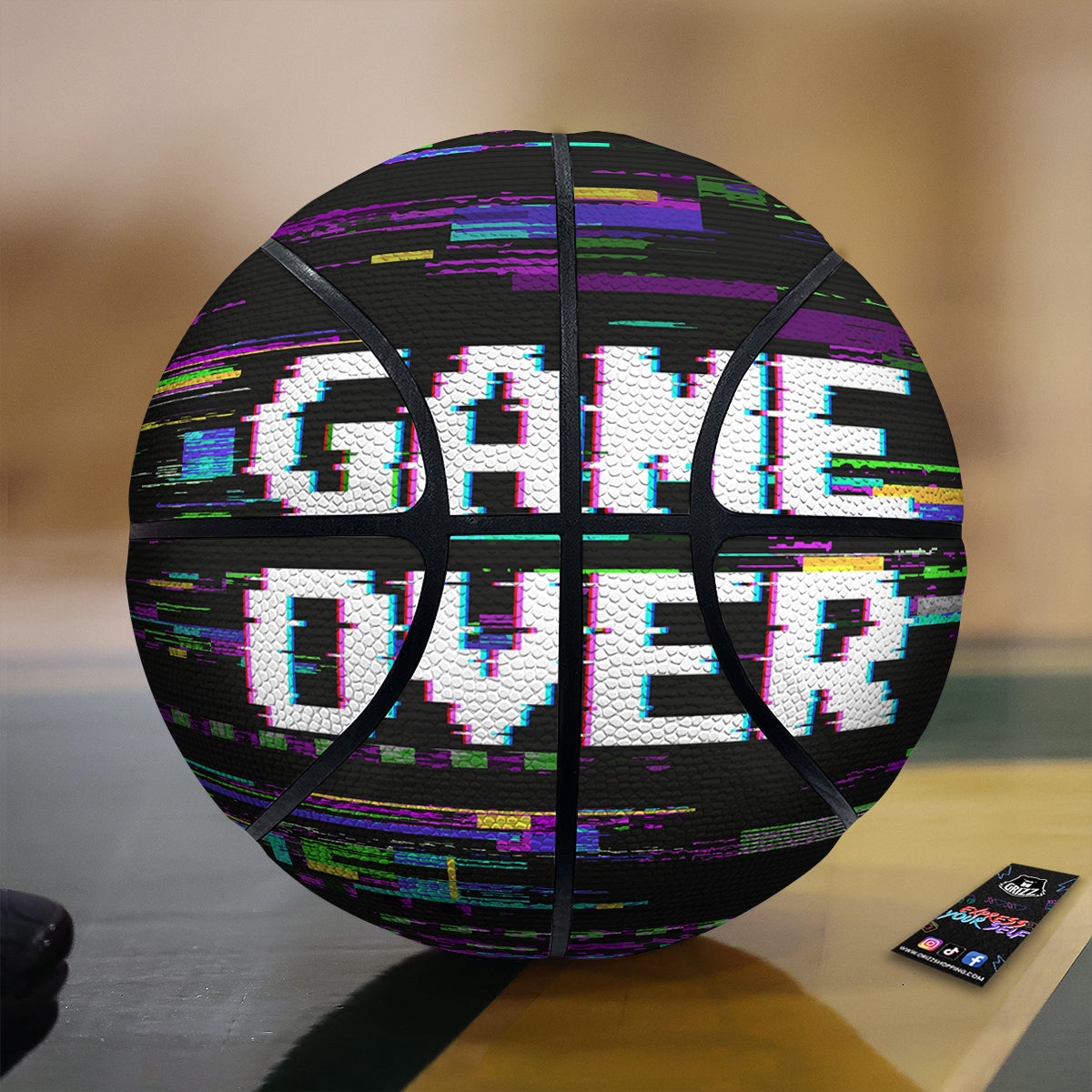 Game Over Text Glitch Effect Print Basketball