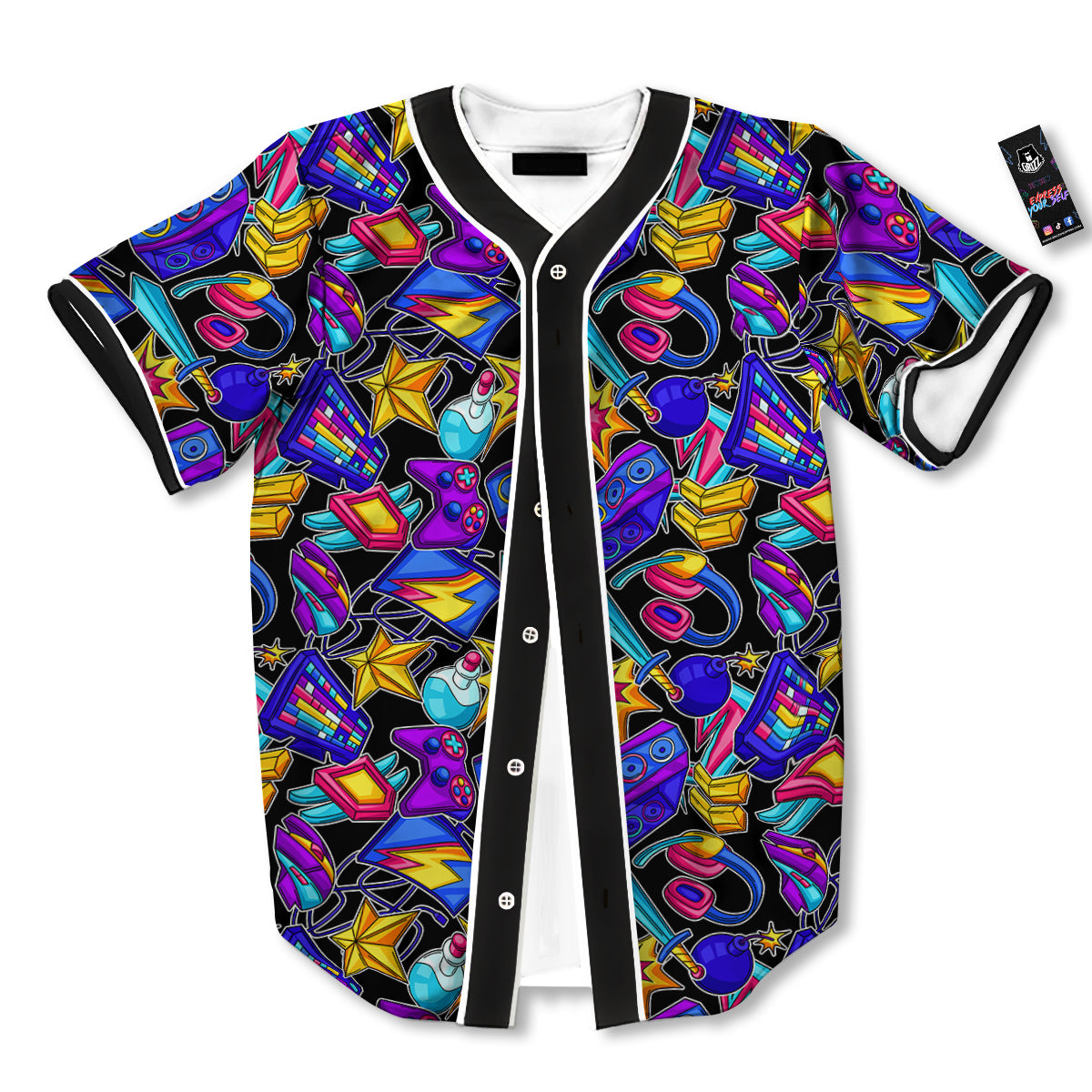 Gaming Items Colorful Print Pattern Baseball Jersey-grizzshop