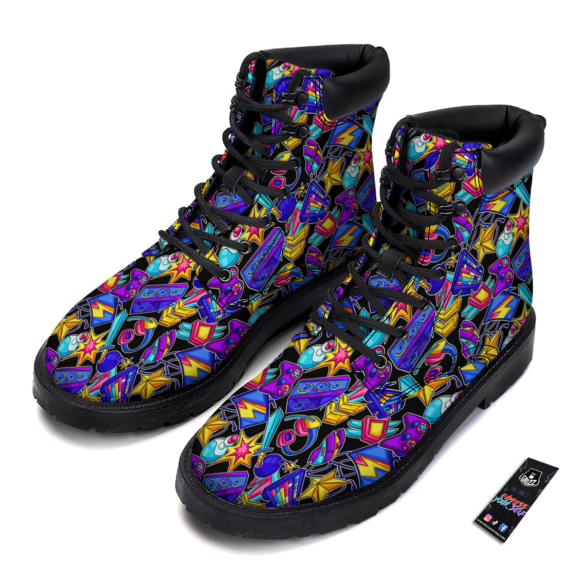 Gaming Items Colorful Print Pattern Boots-grizzshop