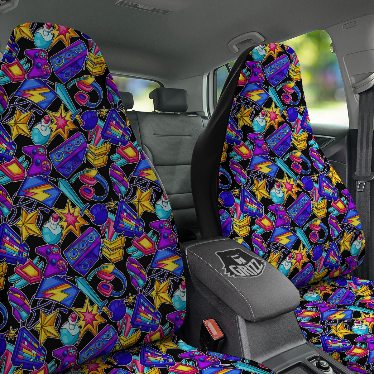 Gaming Items Colorful Print Pattern Car Seat Covers-grizzshop