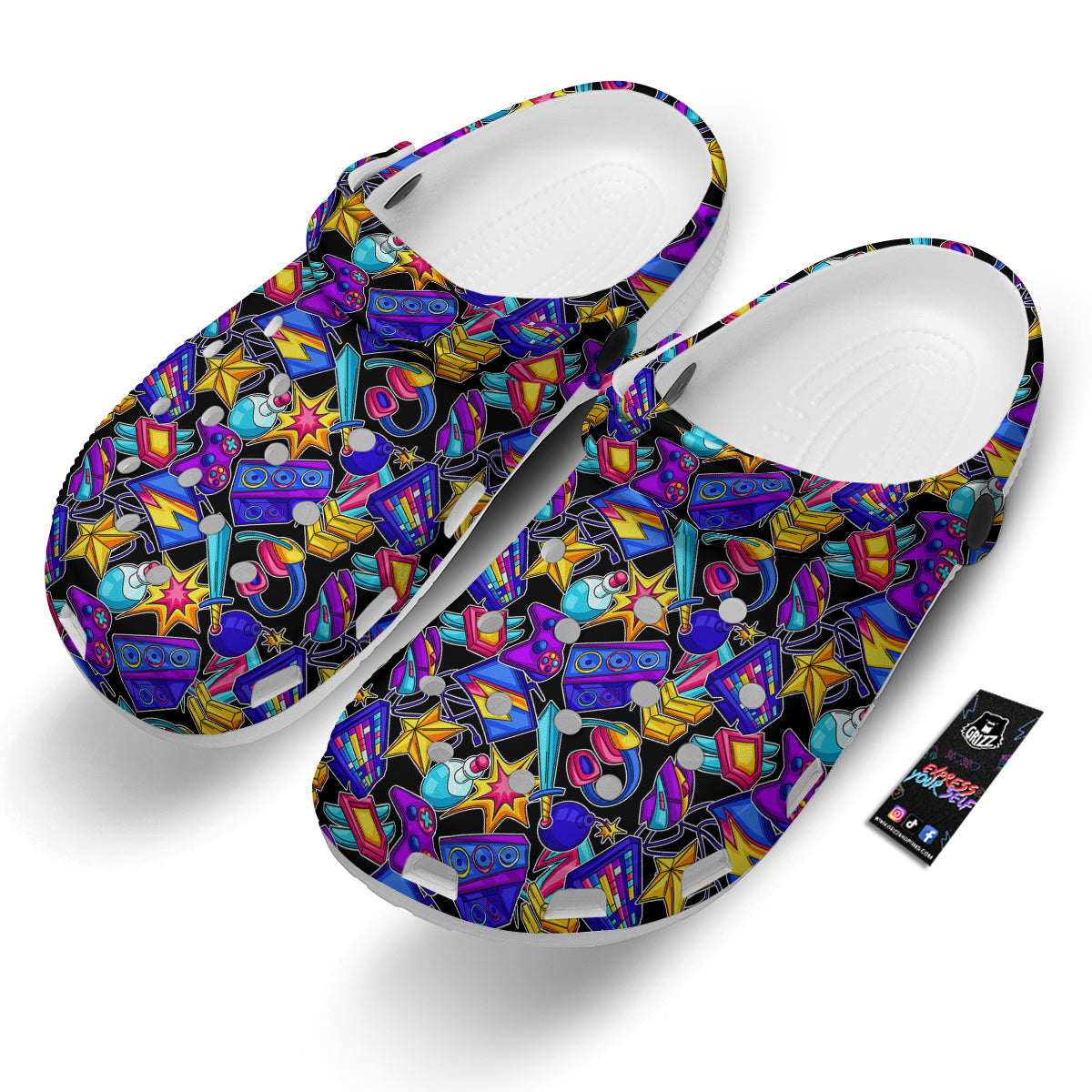 Gaming Items Colorful Print Pattern Clog-grizzshop