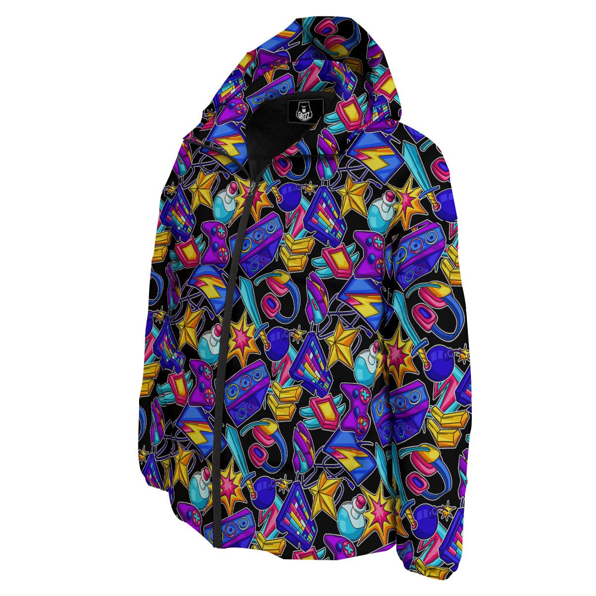Gaming Items Colorful Print Pattern Down Jacket-grizzshop