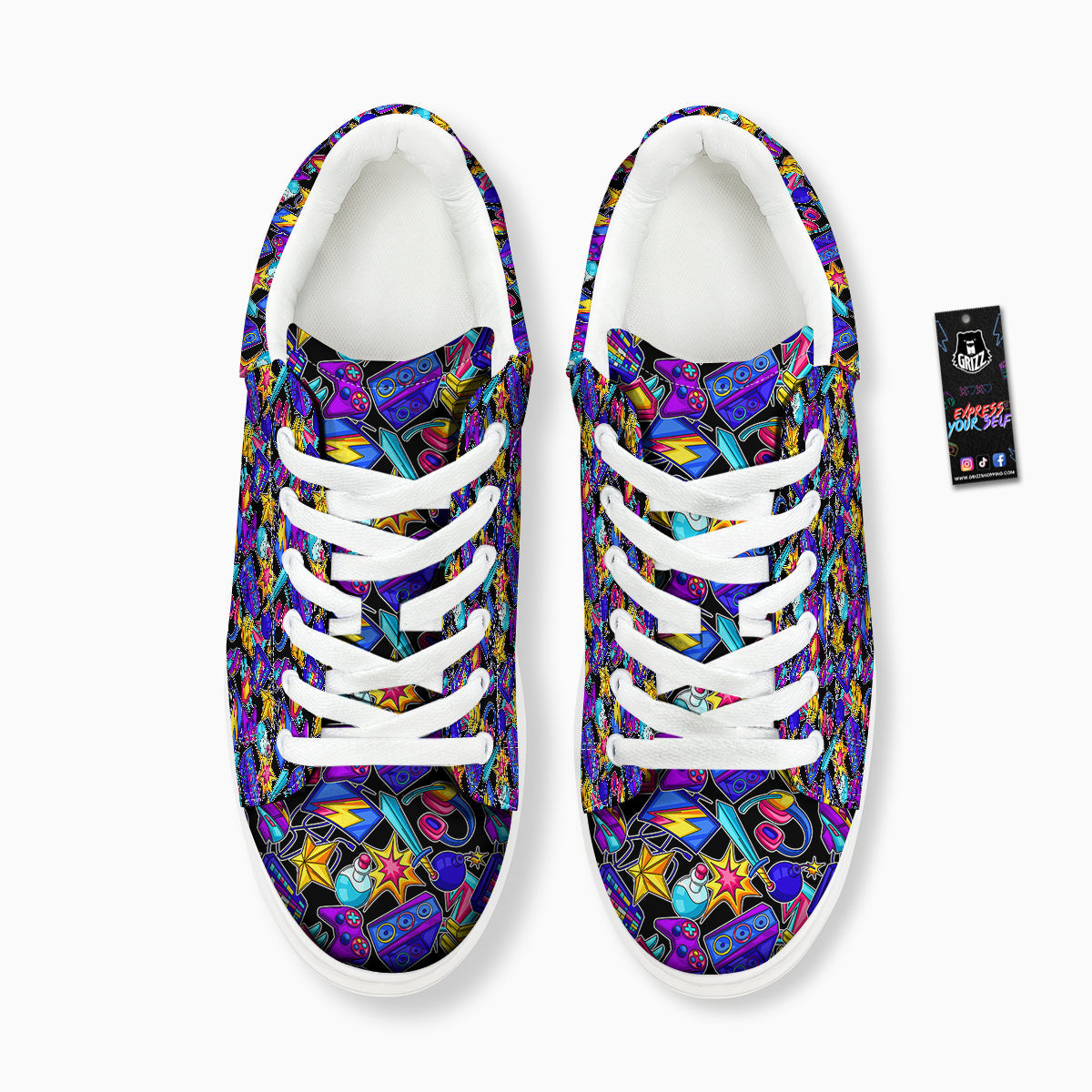 Gaming Items Colorful Print Pattern Platform Shoes-grizzshop
