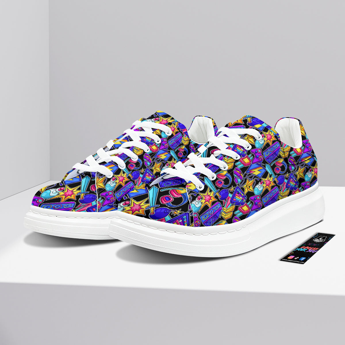 Gaming Items Colorful Print Pattern Platform Shoes-grizzshop