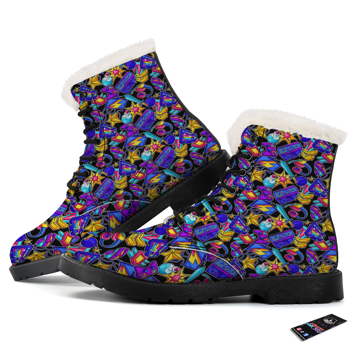 Gaming Items Colorful Print Pattern Winter Boots-grizzshop