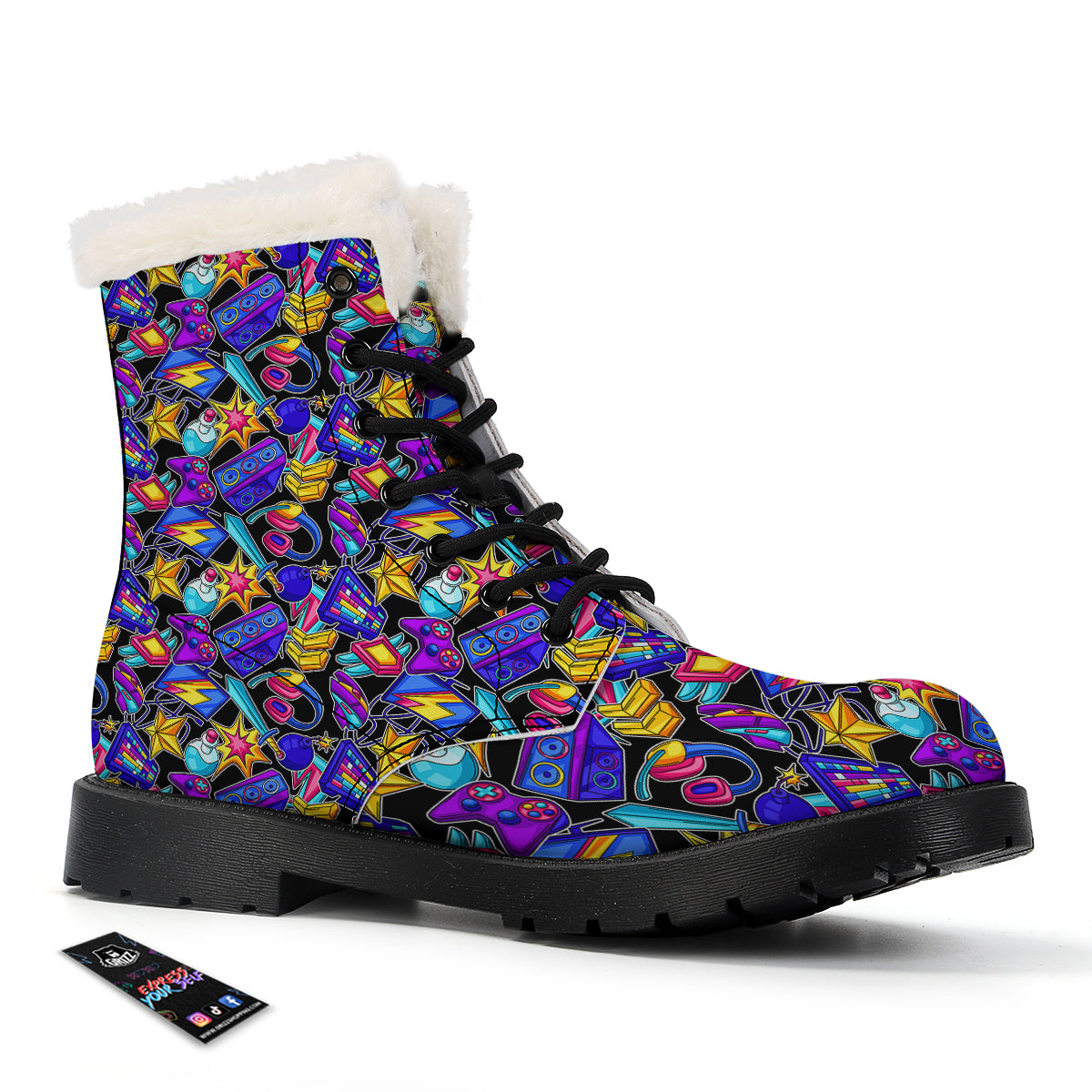 Gaming Items Colorful Print Pattern Winter Boots-grizzshop