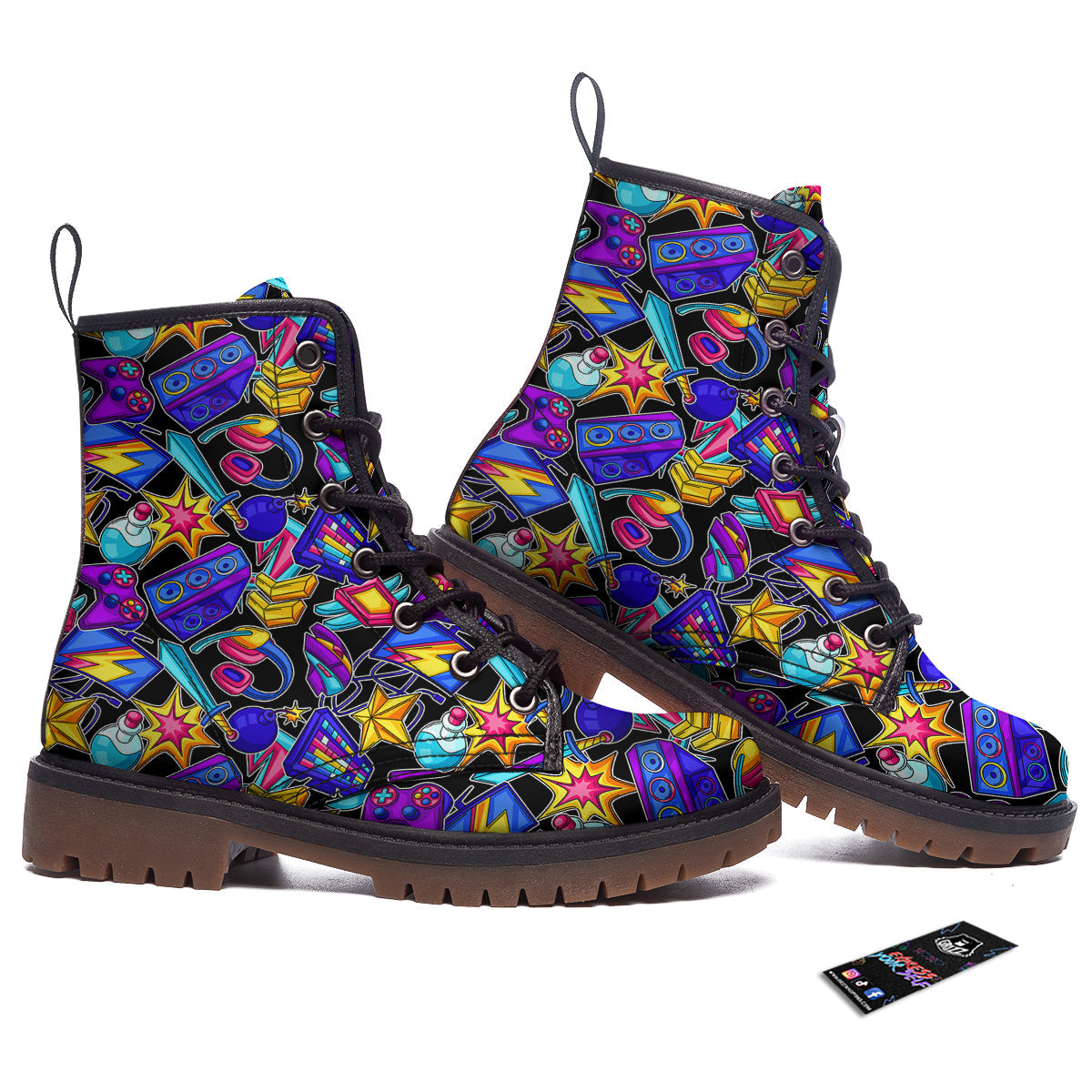 Gaming Items Colorful Print Pattern Work Boots-grizzshop