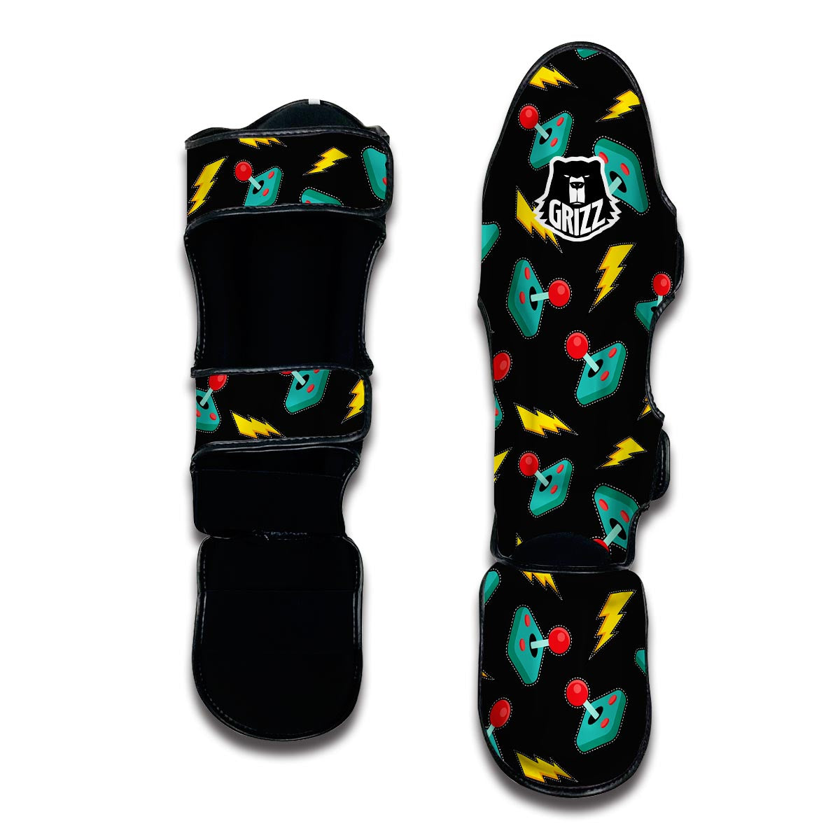 Gaming Joystick Pattern Print Muay Thai Shin Guards-grizzshop