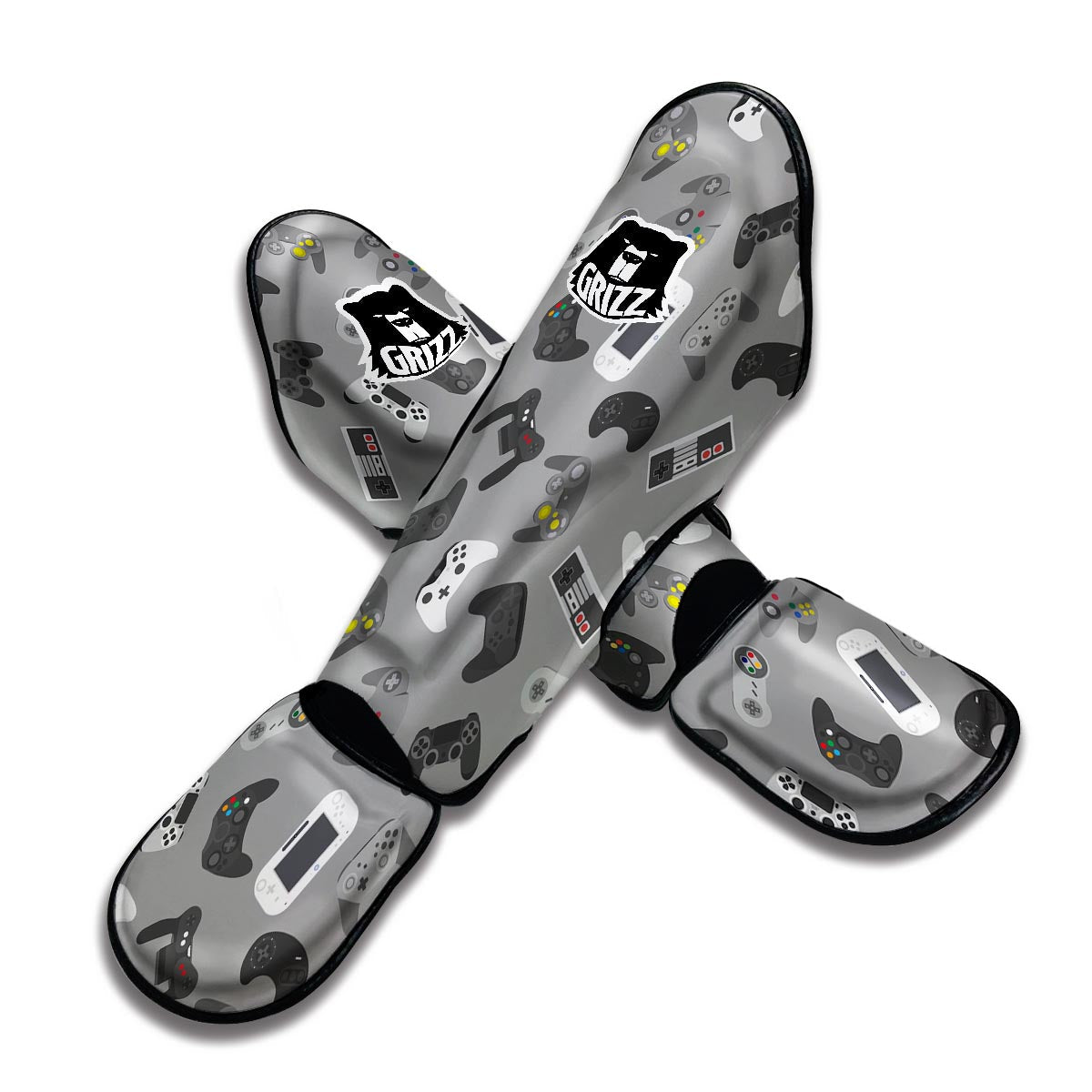 Gaming Joystick Print Pattern Muay Thai Shin Guards-grizzshop