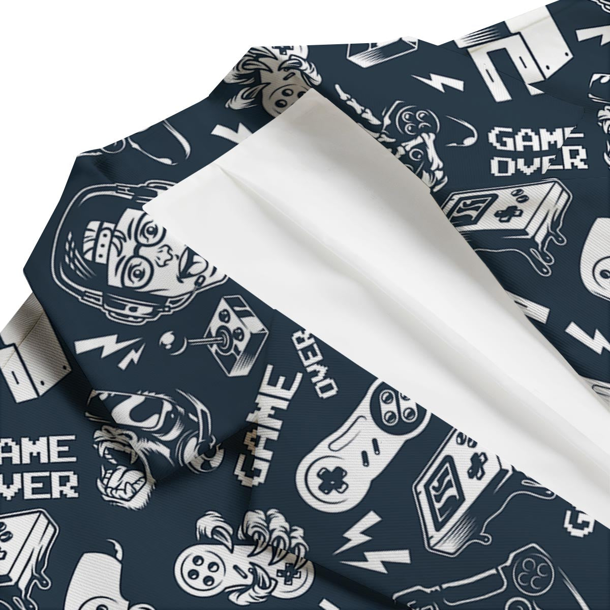 Gaming Pattern Print Men's Blazer-grizzshop