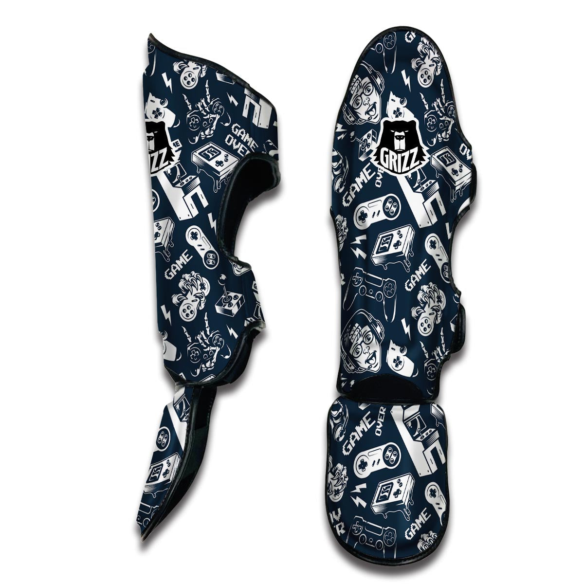 Gaming Pattern Print Muay Thai Shin Guards-grizzshop