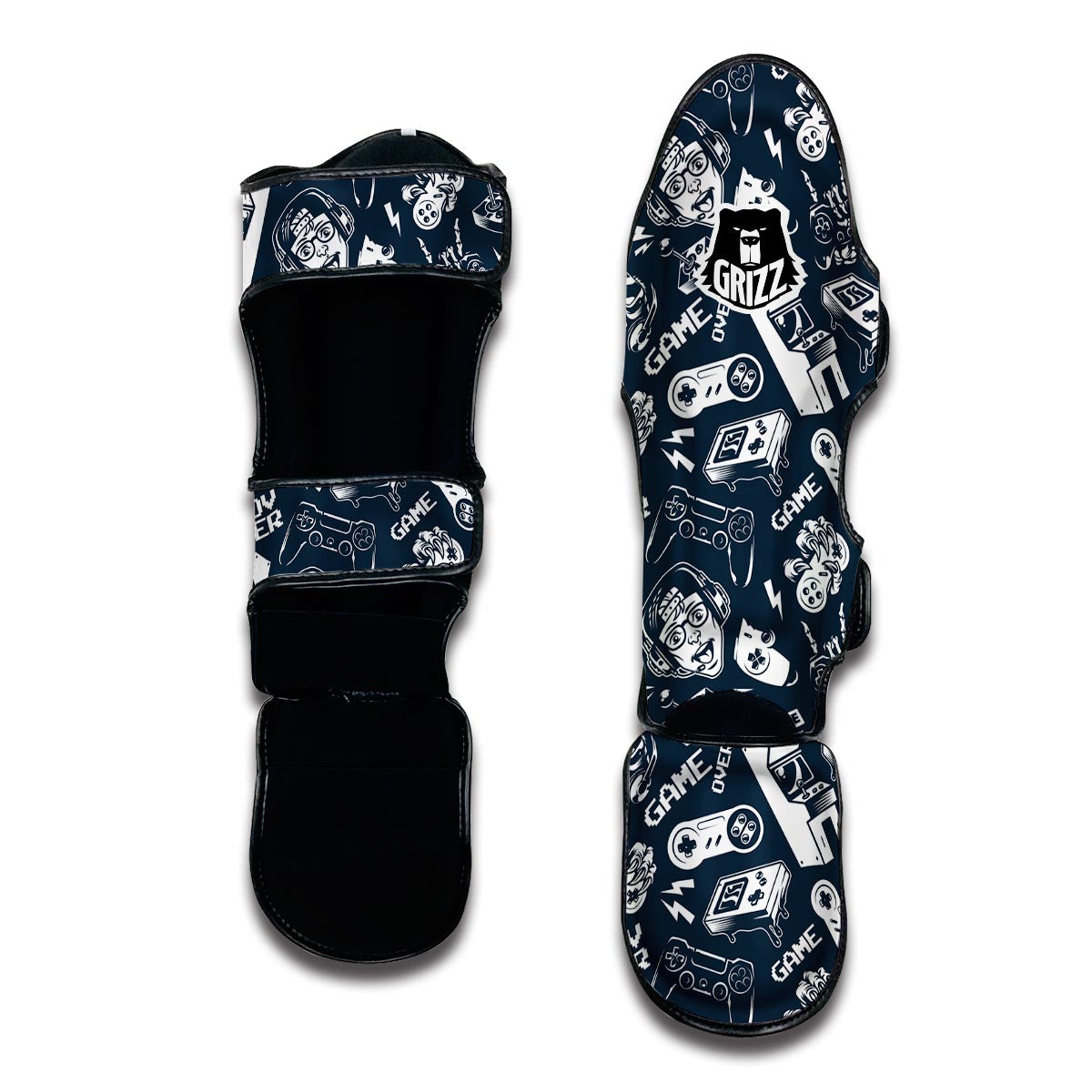 Gaming Pattern Print Muay Thai Shin Guards-grizzshop