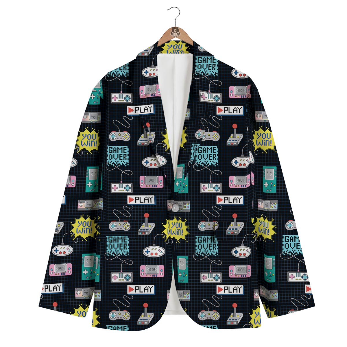 Gaming Print Pattern Men's Blazer-grizzshop