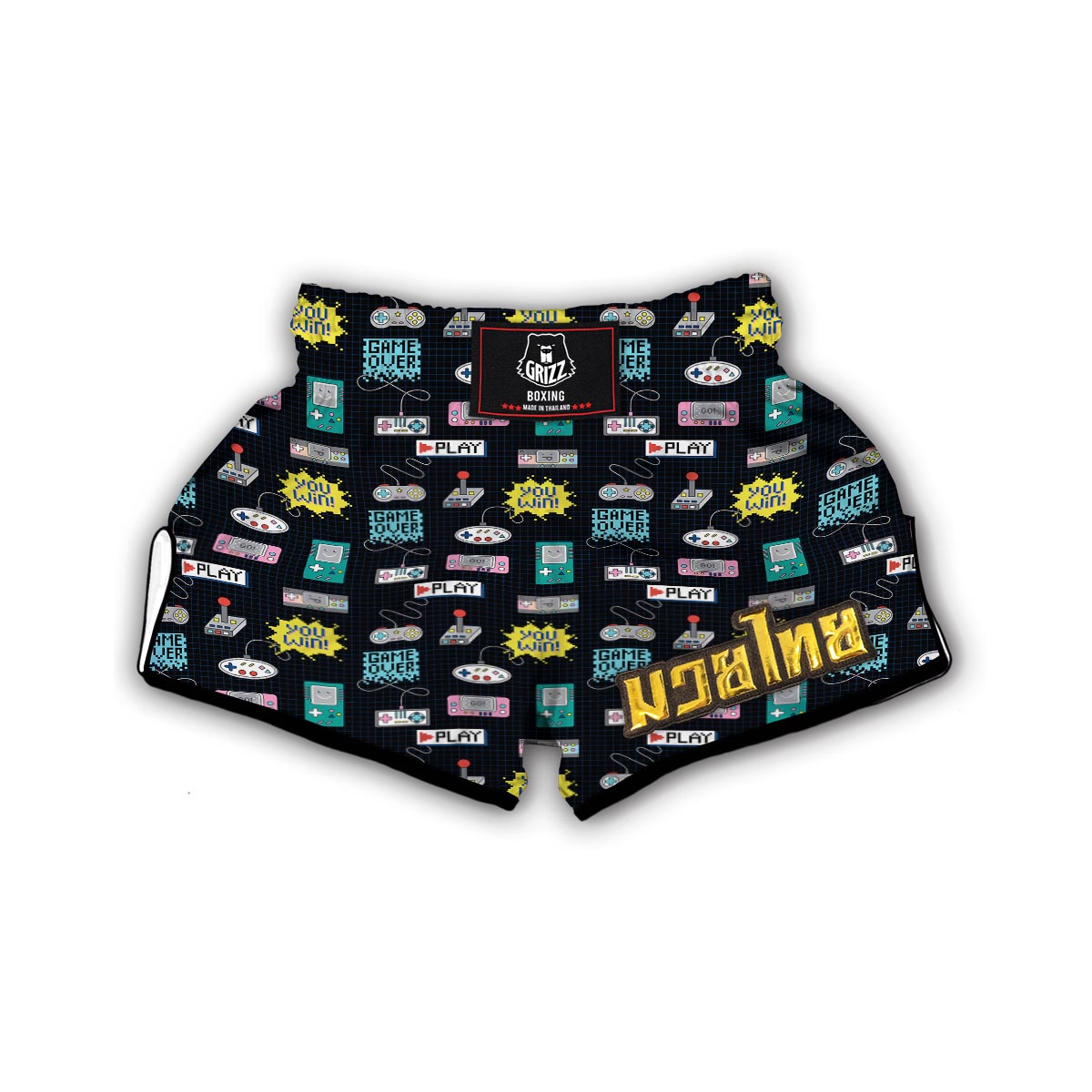 Gaming Print Pattern Muay Thai Boxing Shorts-grizzshop