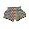 Ganesha Blue Pattern Print Muay Thai Boxing Shorts-grizzshop