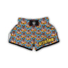 Ganesha Blue Pattern Print Muay Thai Boxing Shorts-grizzshop