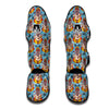 Ganesha Blue Pattern Print Muay Thai Shin Guards-grizzshop