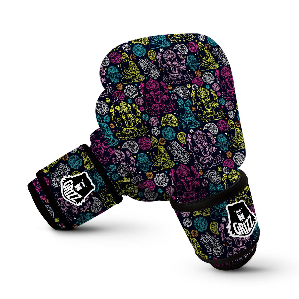 Ganesha Pattern Print Boxing Gloves-grizzshop