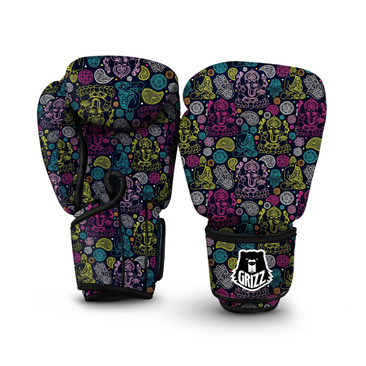 Ganesha Pattern Print Boxing Gloves-grizzshop