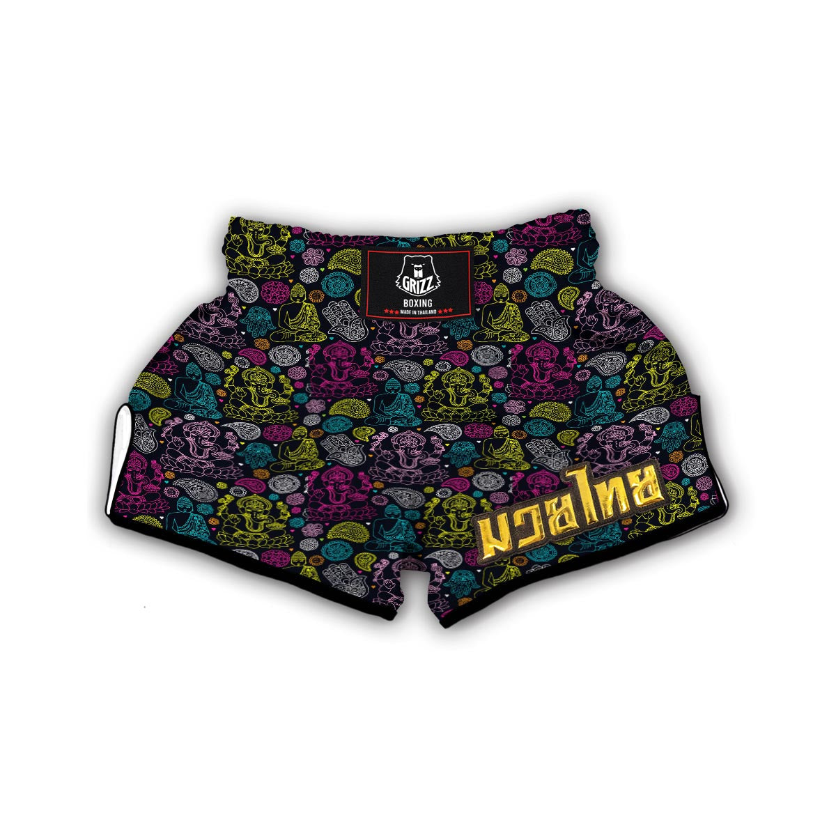 Ganesha Pattern Print Muay Thai Boxing Shorts-grizzshop