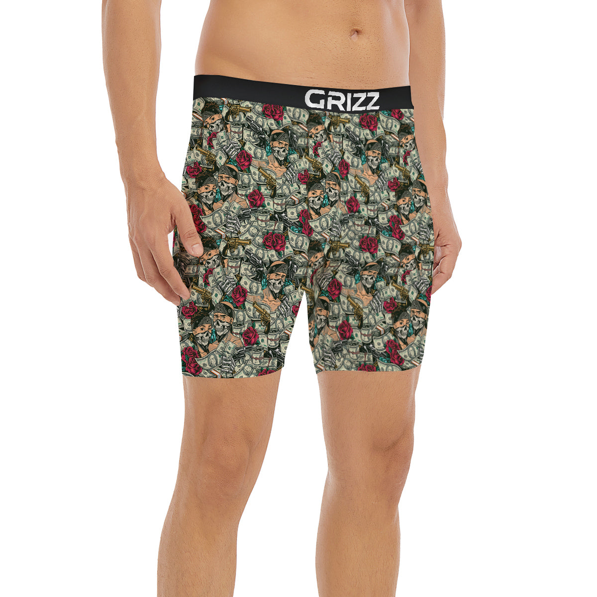 Gang Gun And Money Vintage Print Pattern Boxer Briefs-grizzshop