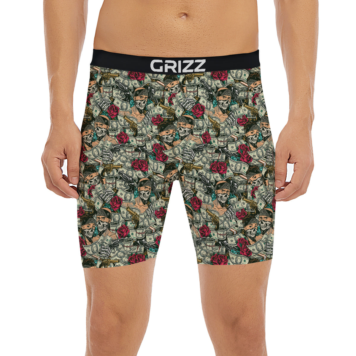 Gang Gun And Money Vintage Print Pattern Boxer Briefs-grizzshop