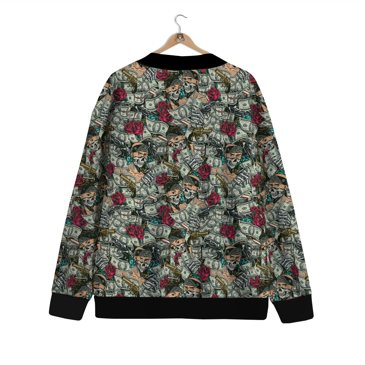 Gang Gun And Money Vintage Print Pattern Cardigan-grizzshop