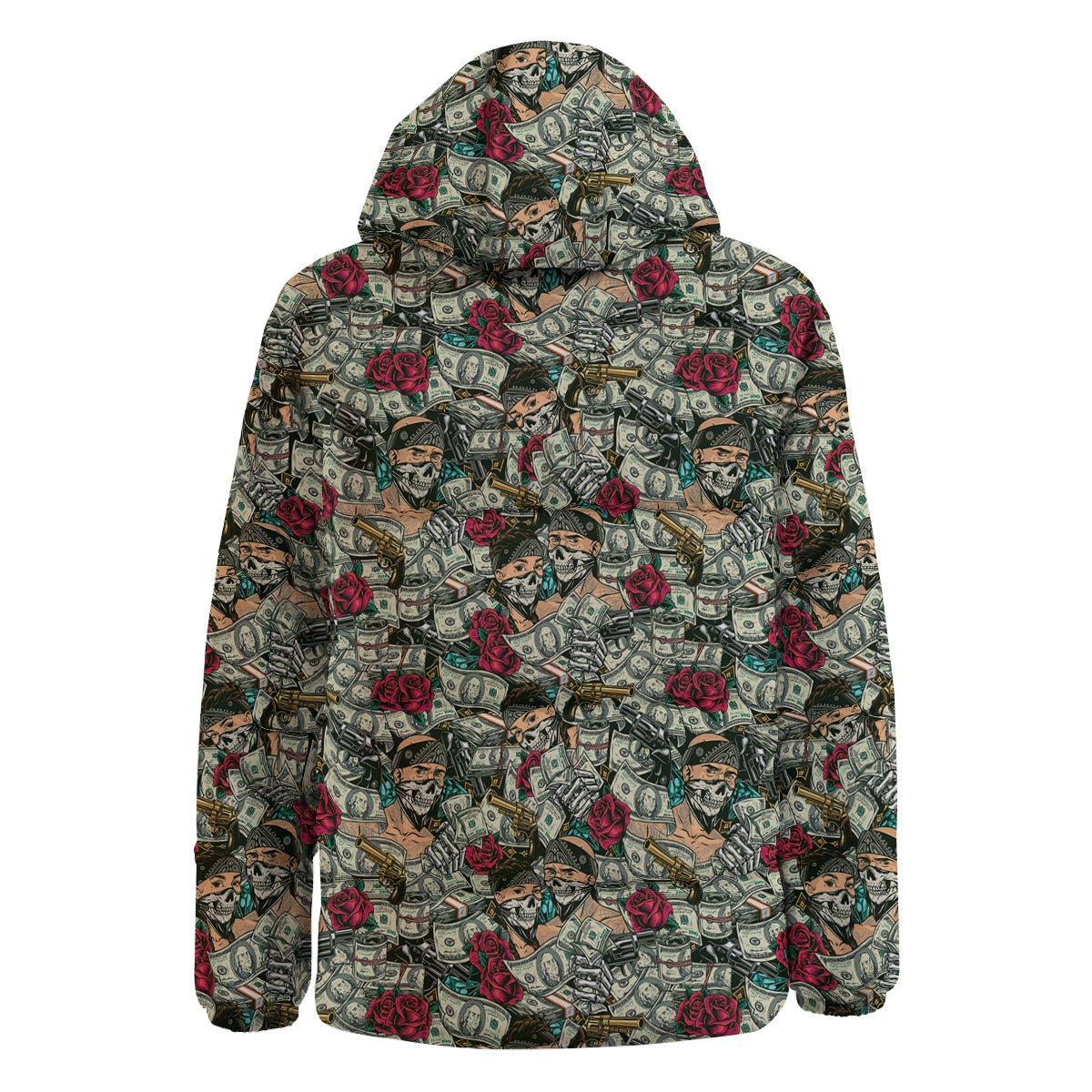 Gang Gun And Money Vintage Print Pattern Down Jacket-grizzshop