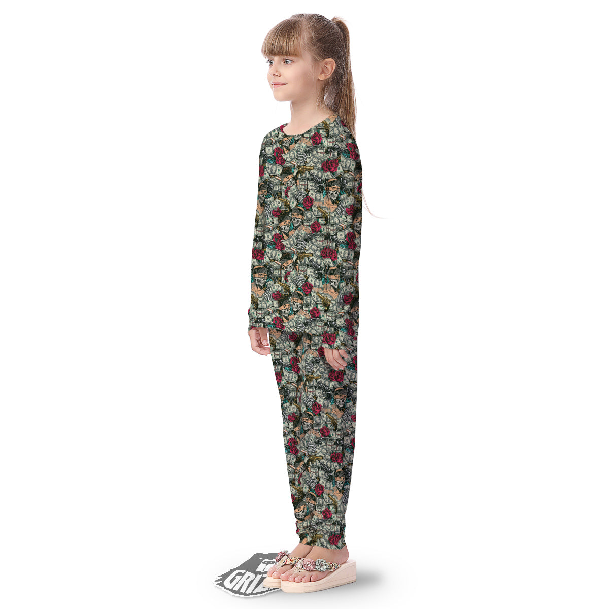 Gang Gun And Money Vintage Print Pattern Kid's Pajamas-grizzshop