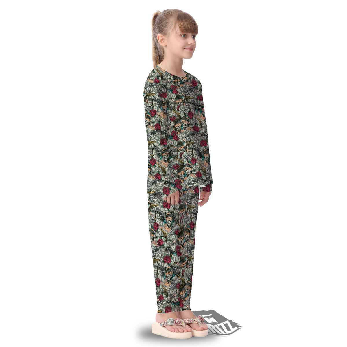 Gang Gun And Money Vintage Print Pattern Kid's Pajamas-grizzshop